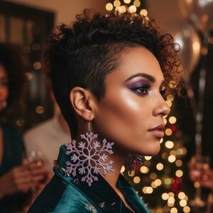 HANDCRAFTED Snowflake Pierced Earrings HANDPAINTED Holiday Jewelry Accessories